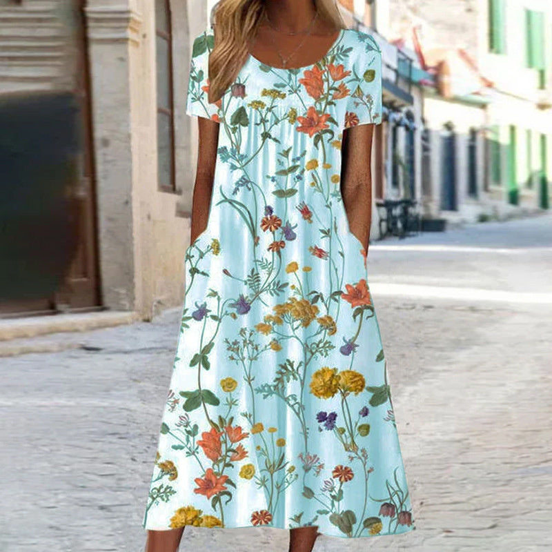 Isabella - Boho Floral Dress With Tummy Coverage