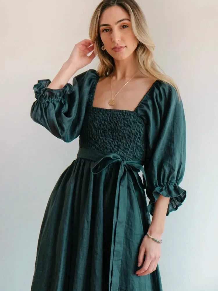 Ophelia - French Dress with Ruffled Sleeves