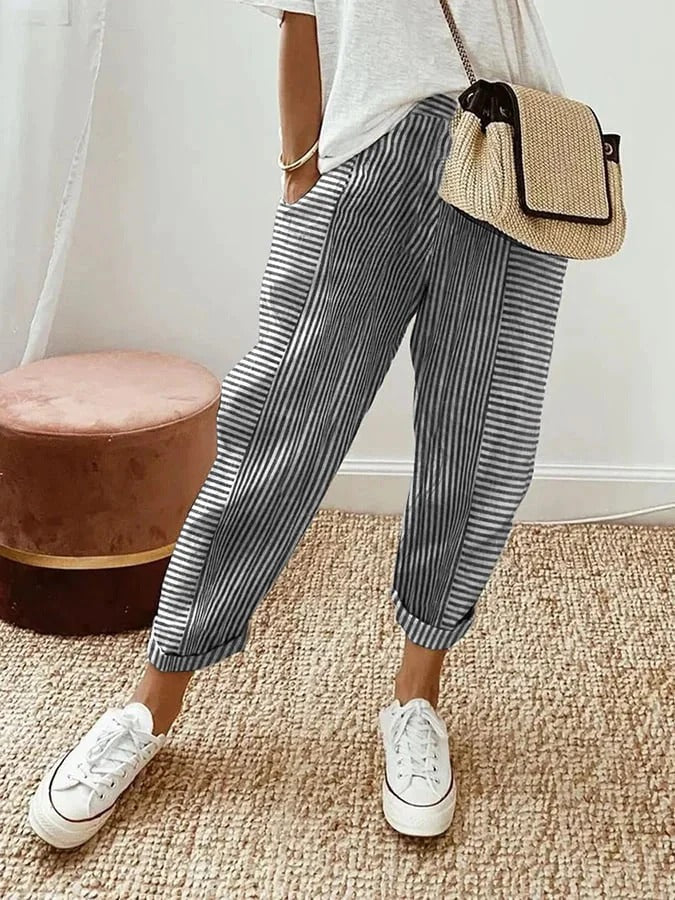 Luna - Striped cotton pants