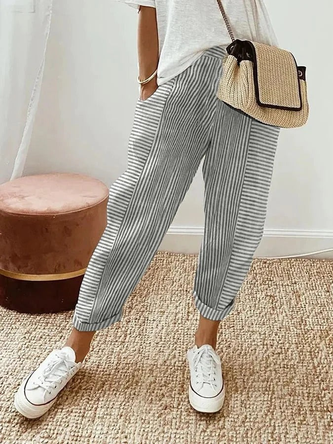 Luna - Striped cotton pants