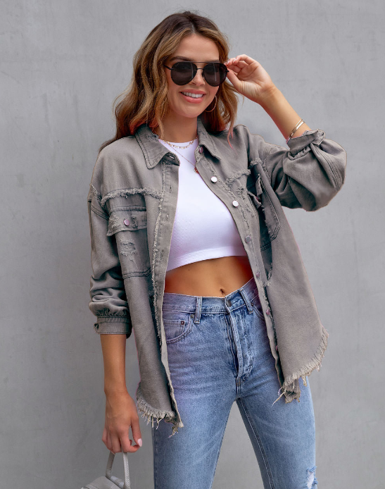 Alicia - Ripped oversized denimjacket