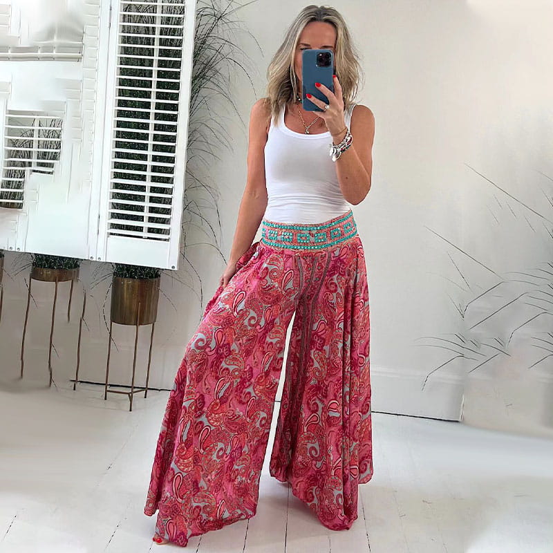 Claudia - Wide leg pants with ethnic print